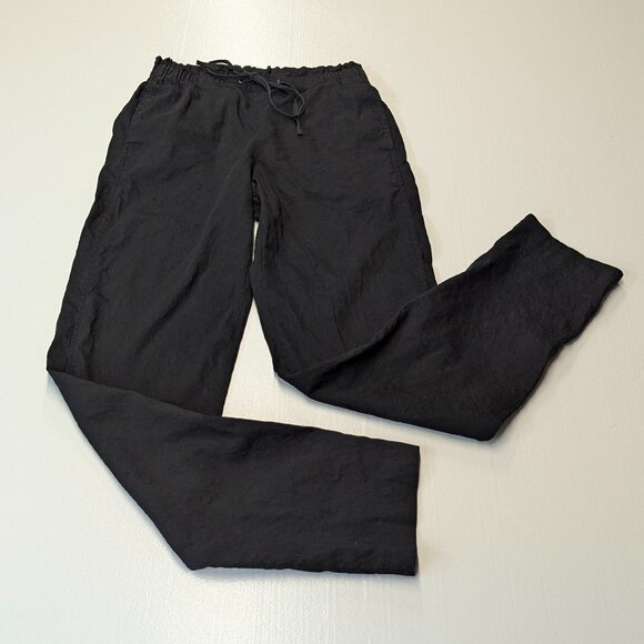 Theory Size 2 Linen Blend Black Drawstring Pants - Picture 1 of 14